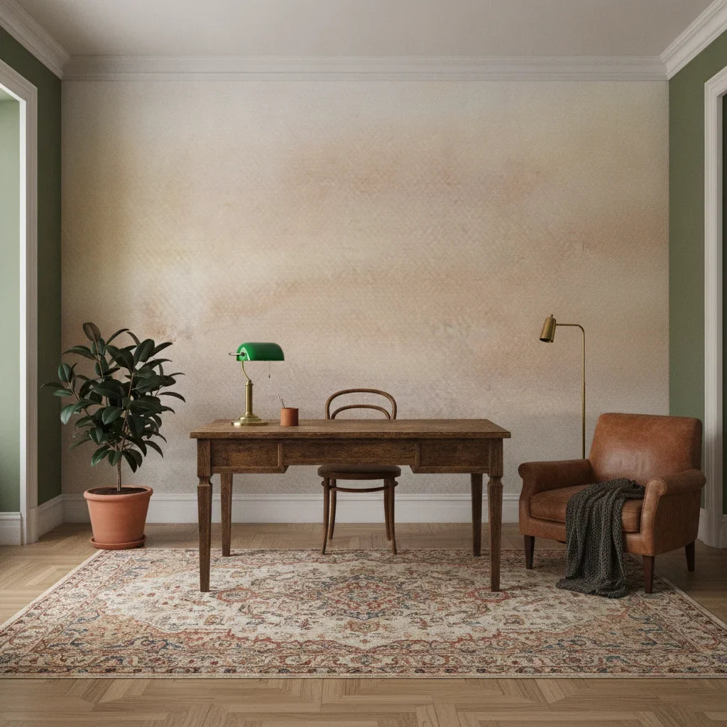 Faded Bloom soft blush watercolor creating ambiance in a serene bathroom
