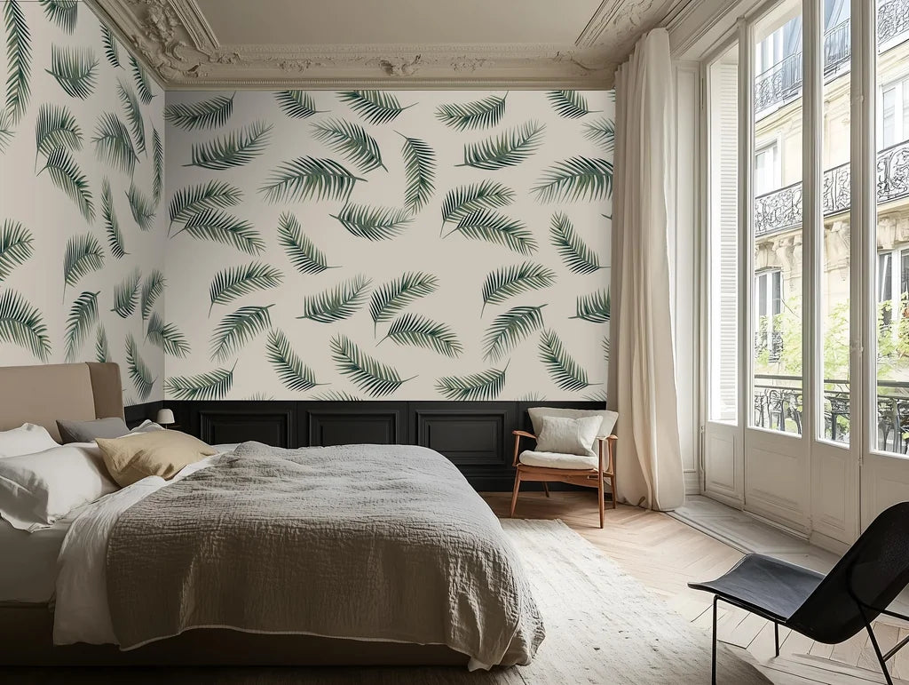 Contemporary wallpaper featuring a design of dropped ferns