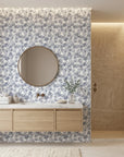 Monochromatic gray botanical Fallen Leaves wallpaper with weathered texture and organic leaf pattern