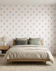 Falling Grace soft pink chevron arrow wallpaper adding character to a cozy bedroom