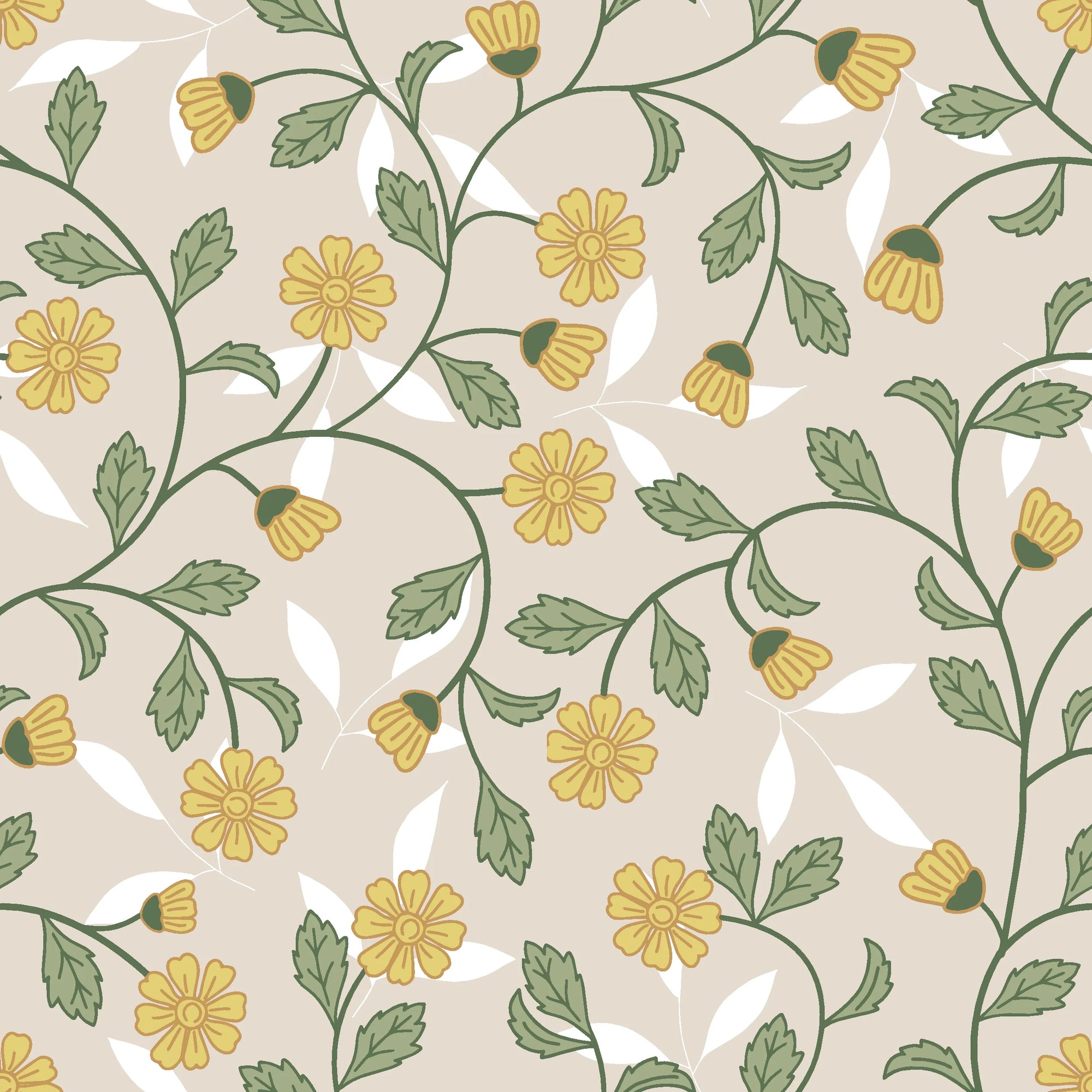 Field Gold yellow botanical peel and stick wallpaper