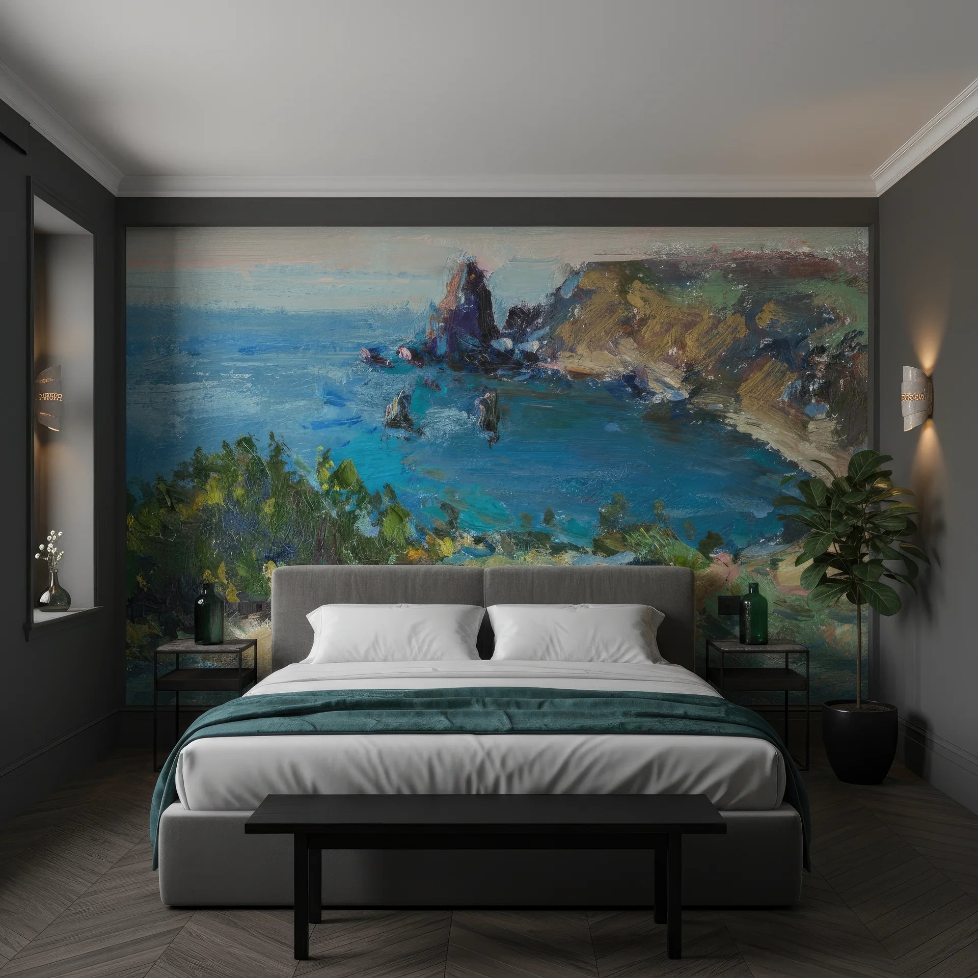 Early morning reflection with golden light on water removable wall mural