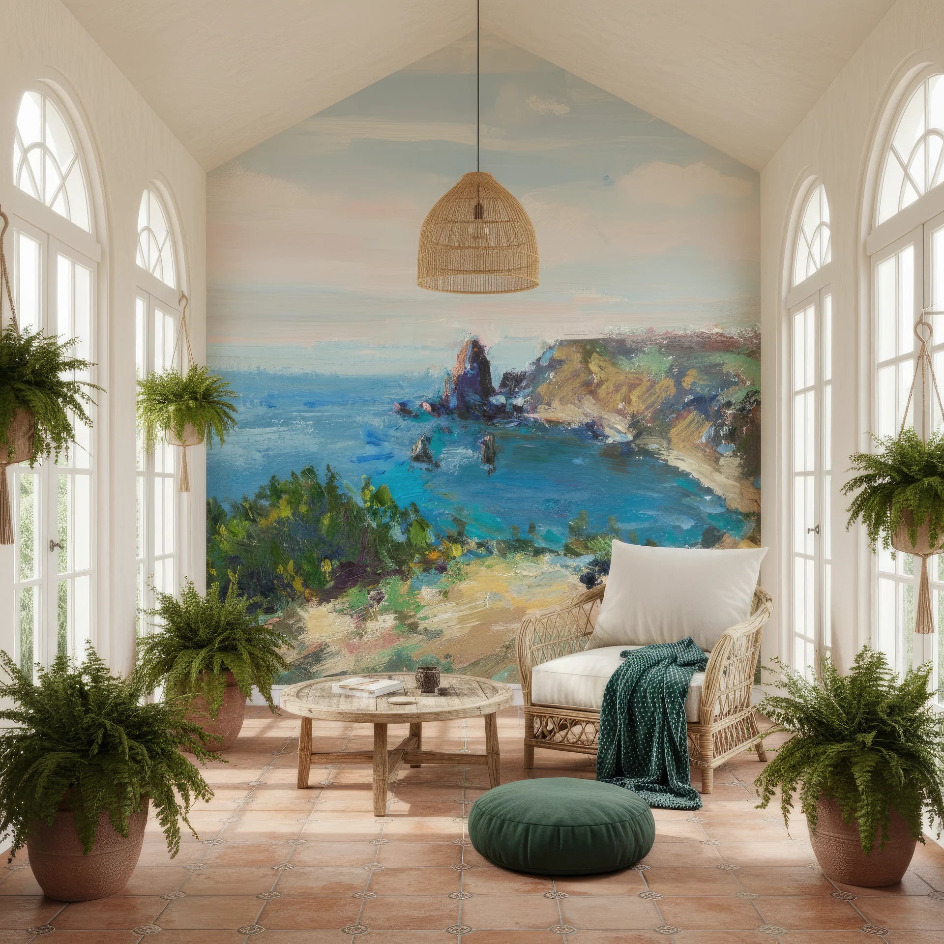 Sunrise reflection creating luminous landscape composition peel and stick wallpaper