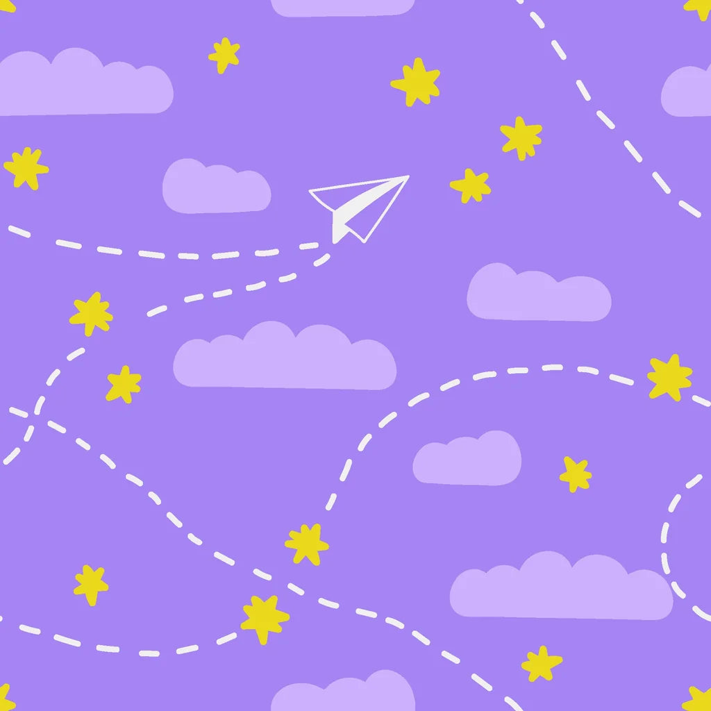 Flight Dreams purple paper airplane and star wallpaper