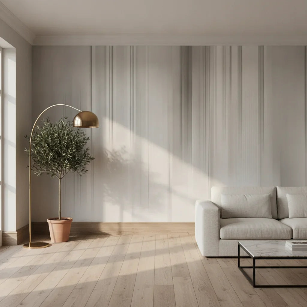 Flowing Silk silver champagne draped in a warm and inviting living room