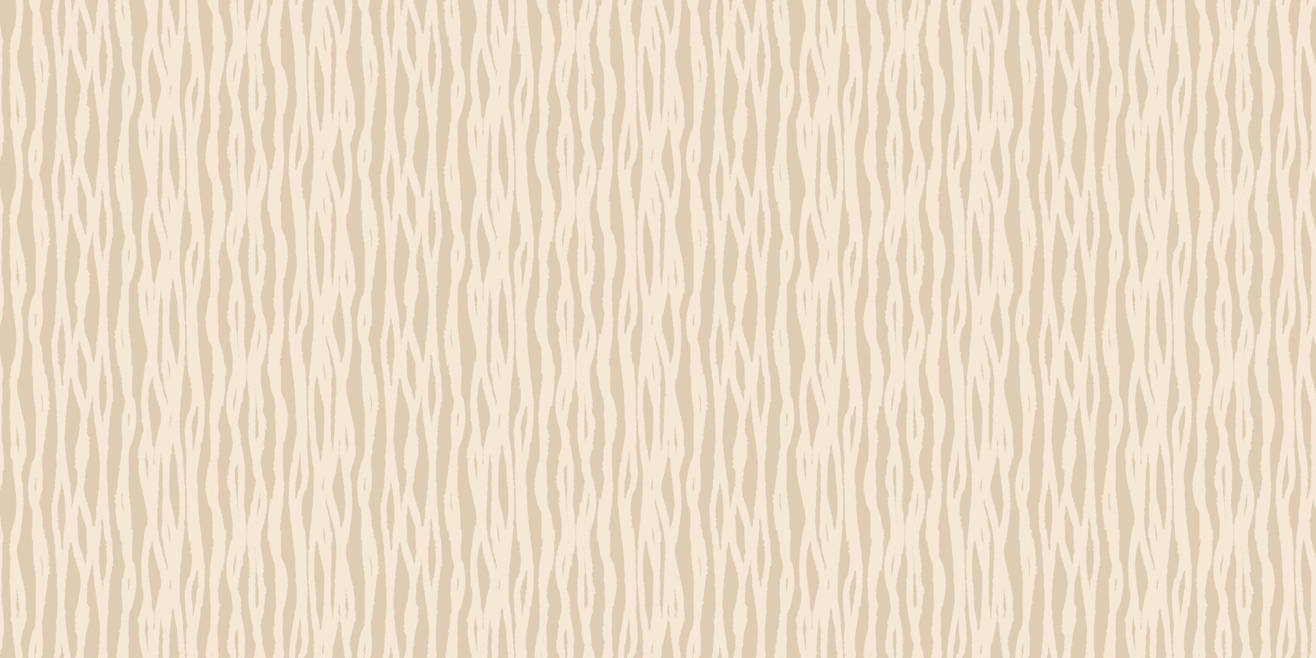 Neutral beige wallpaper with vertical, organic wave lines that resemble soft woodgrain or flowing natural fibers in a repeating pattern.