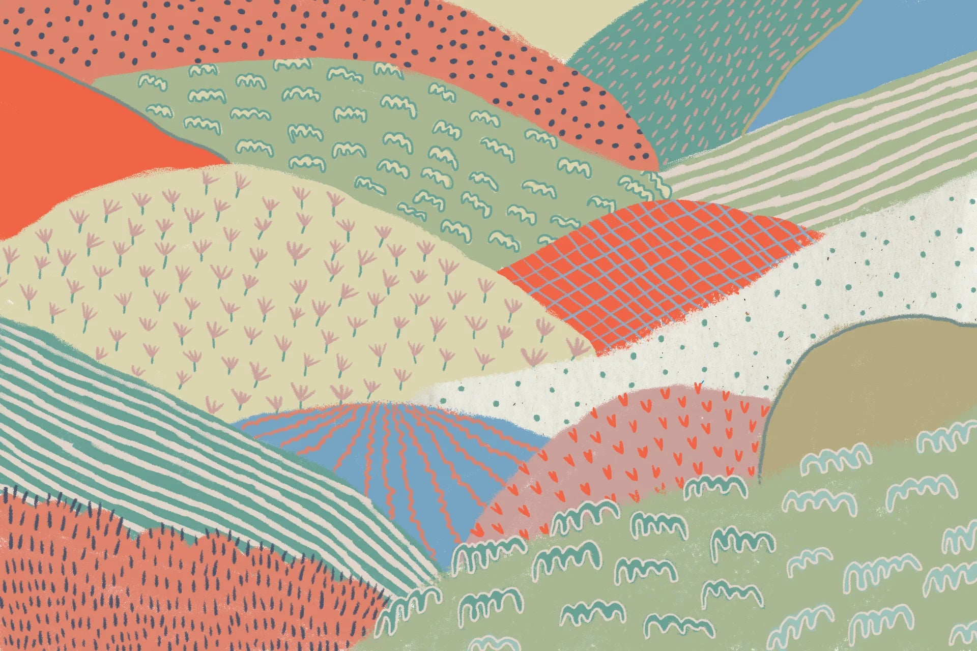 Artisanal removable wallpaper showcasing traditional landscape elements