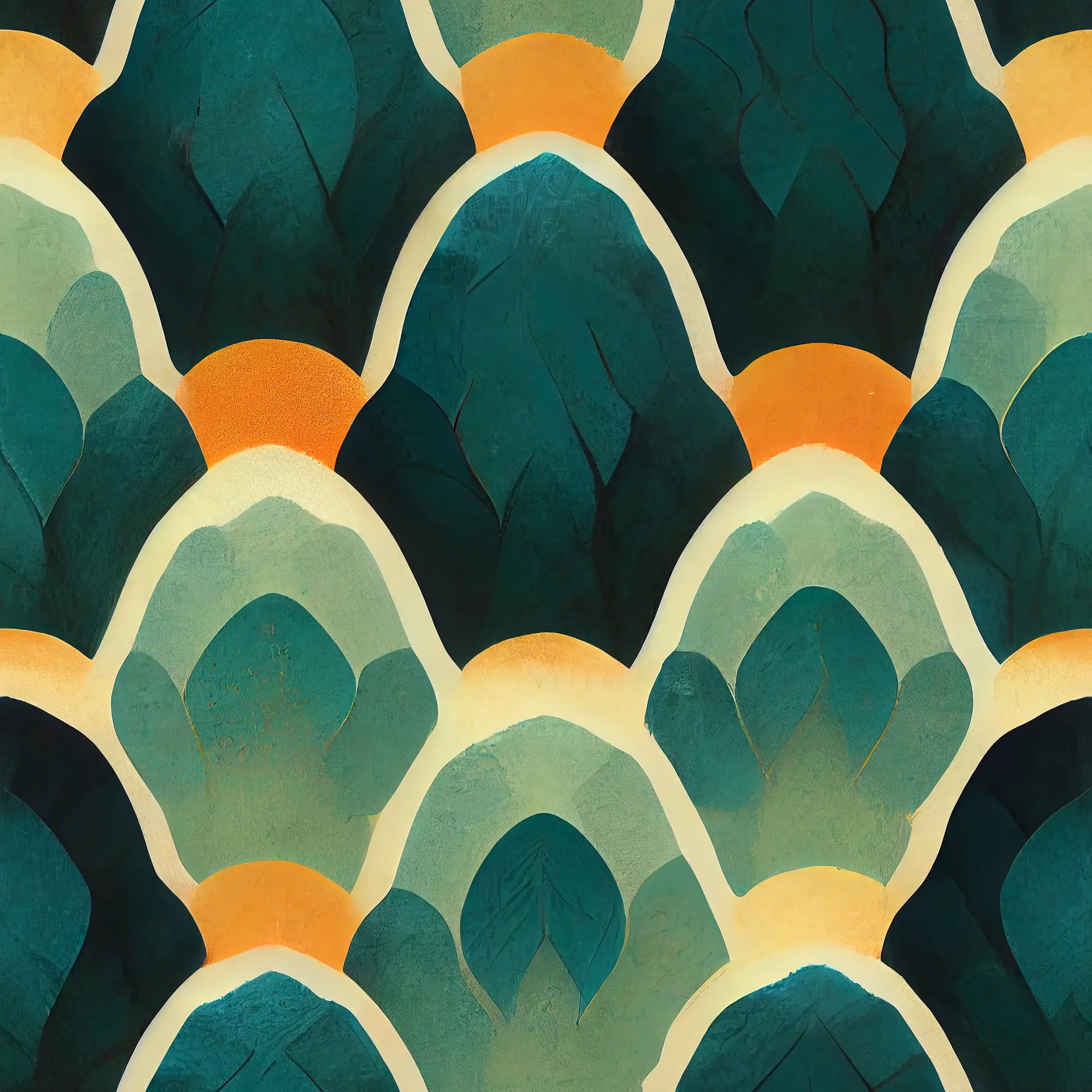 Forest Cathedral dramatic green and gold layered leaf wallpaper