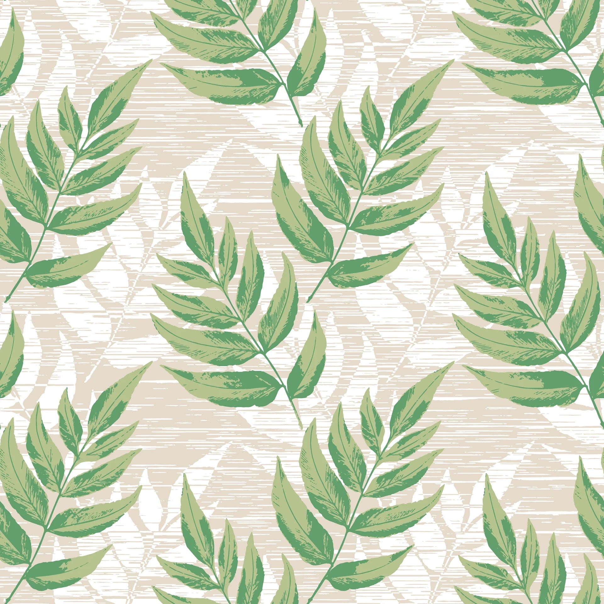 Textured green botanical leaf peel and stick wallpaper - Forest Floor