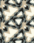 Self-adhesive removable wall covering featuring a contemporary geometric triangle pattern in beige and gray (Fractured Light design)