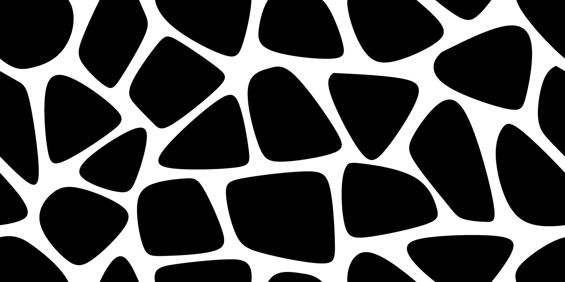 Removable black and white wallcovering featuring an abstract, non-uniform spotted pattern ('Fractured Night')