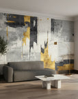Fractured Gold charcoal and gold abstract in a warm and inviting living room
