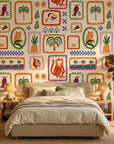 Framed Bloom gallery floral wallpaper adding character to a cozy bedroom