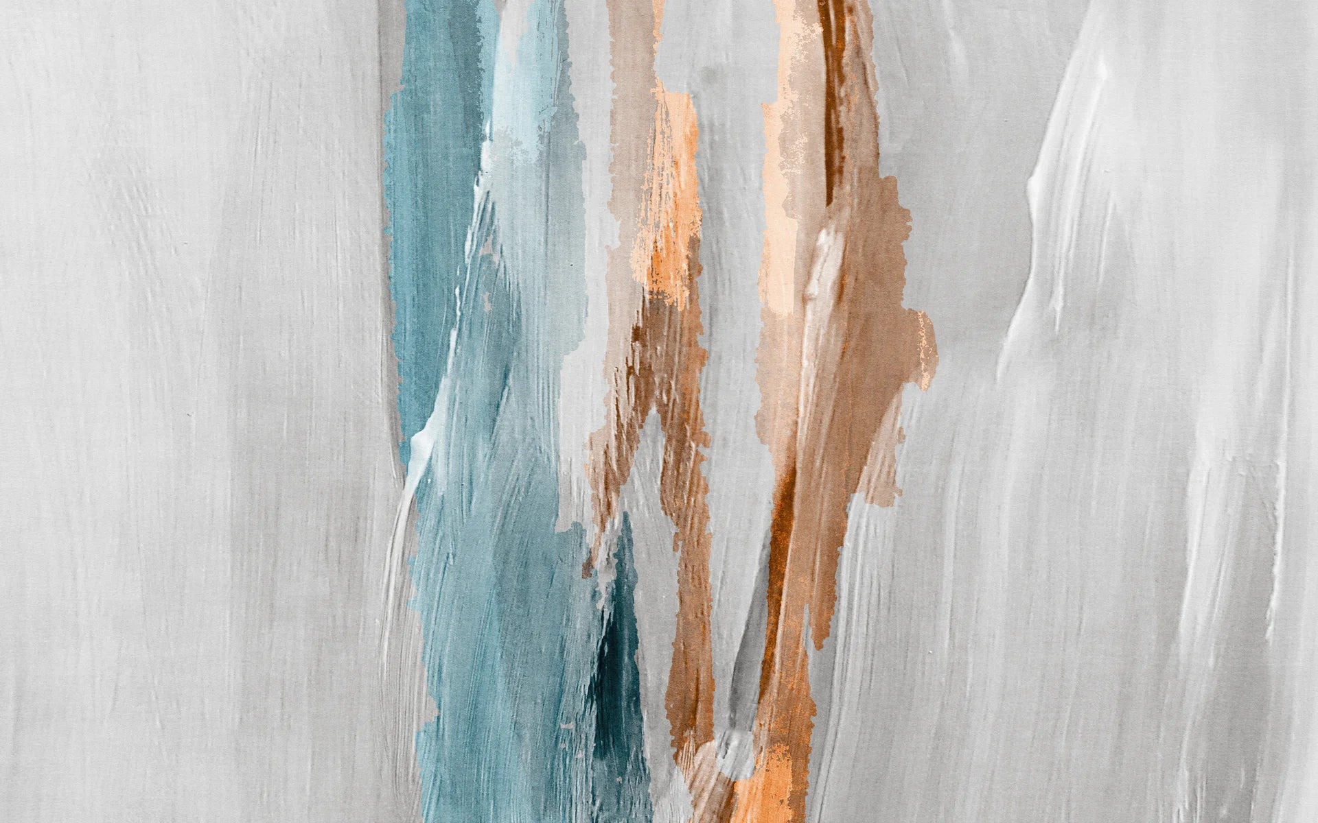 Frost & Copper soft abstract brushstroke wallpaper creating ambiance in a serene bathroom