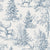 Matte blue woodland deer and tree toile peel and stick wallpaper - Frost & Fable