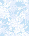 Smooth pale blue floral silhouette peel and stick wallpaper - Frost Garden Veil