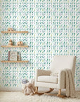 Garden Rain serene blue botanical wallpaper bringing warmth to a peaceful nursery