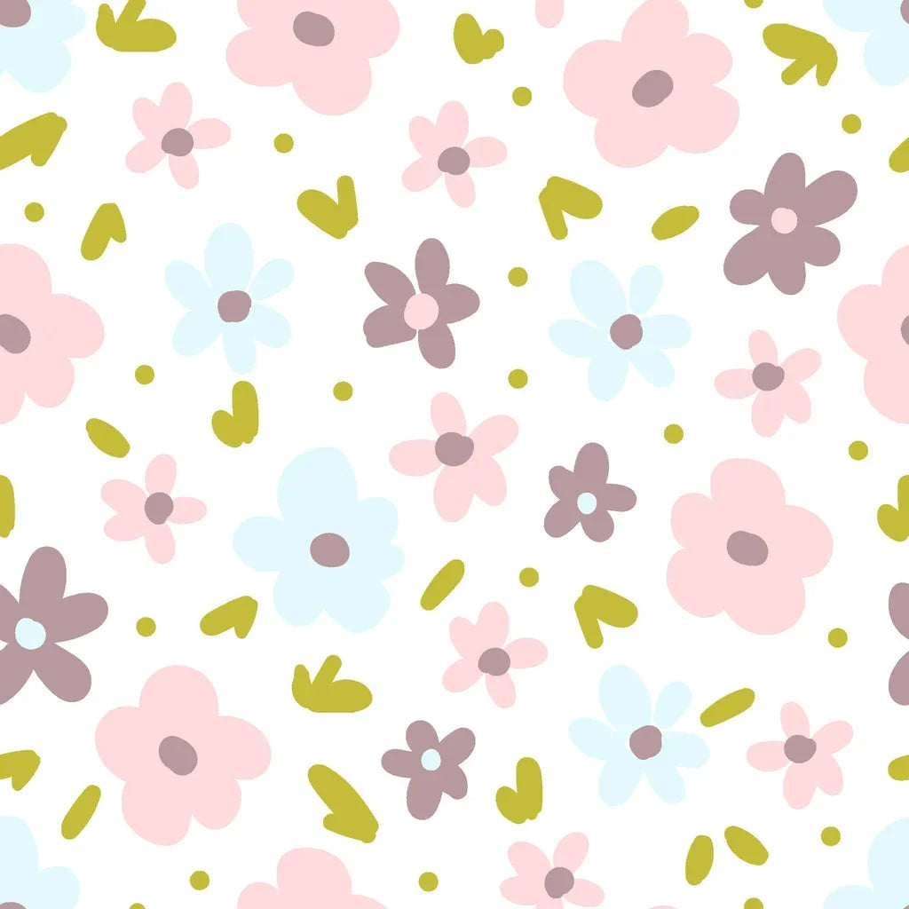 Gentle Bloom white pastel watercolor floral wallpaper