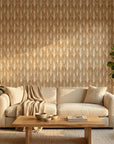 Gilded Bark golden neutral abstract wallpaper in a warm and inviting living room