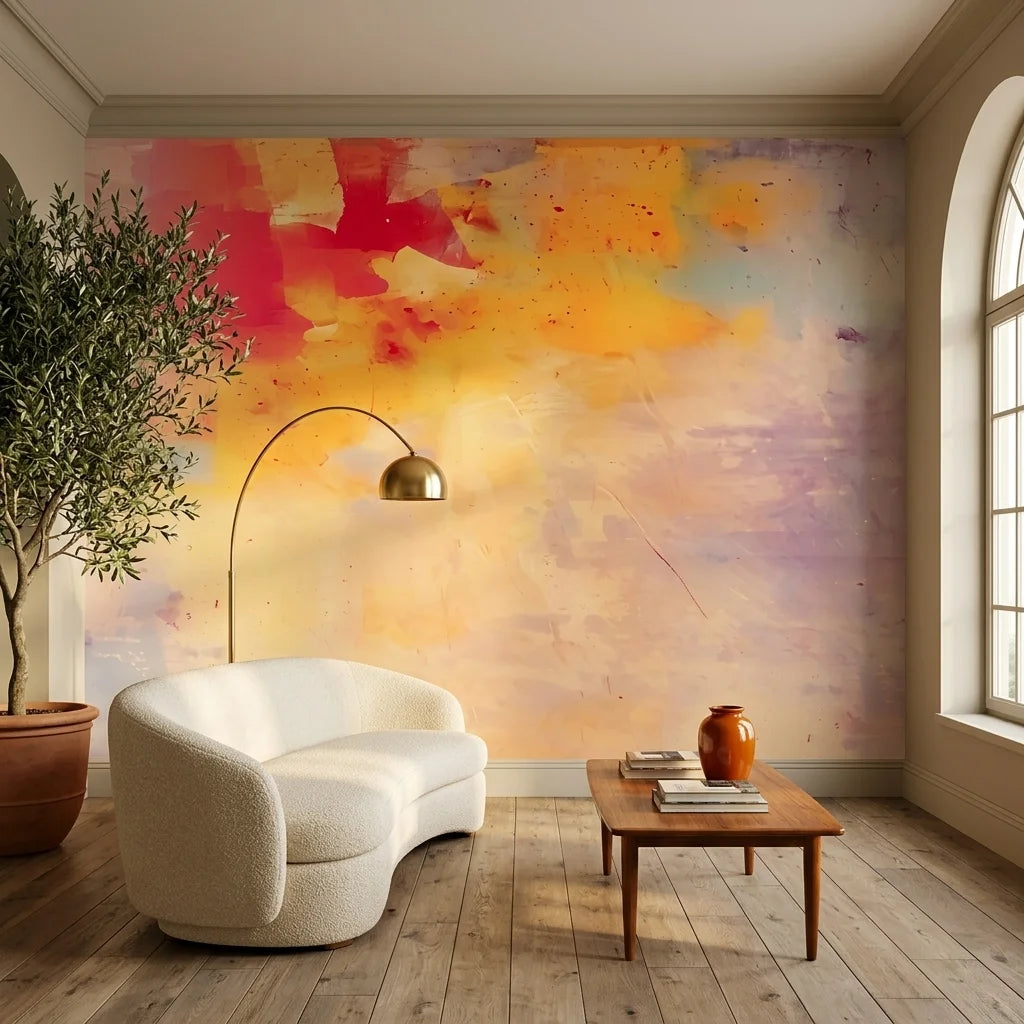 Smooth soft rose and gold watercolor abstract peel and stick wallpaper - Gilded Blush
