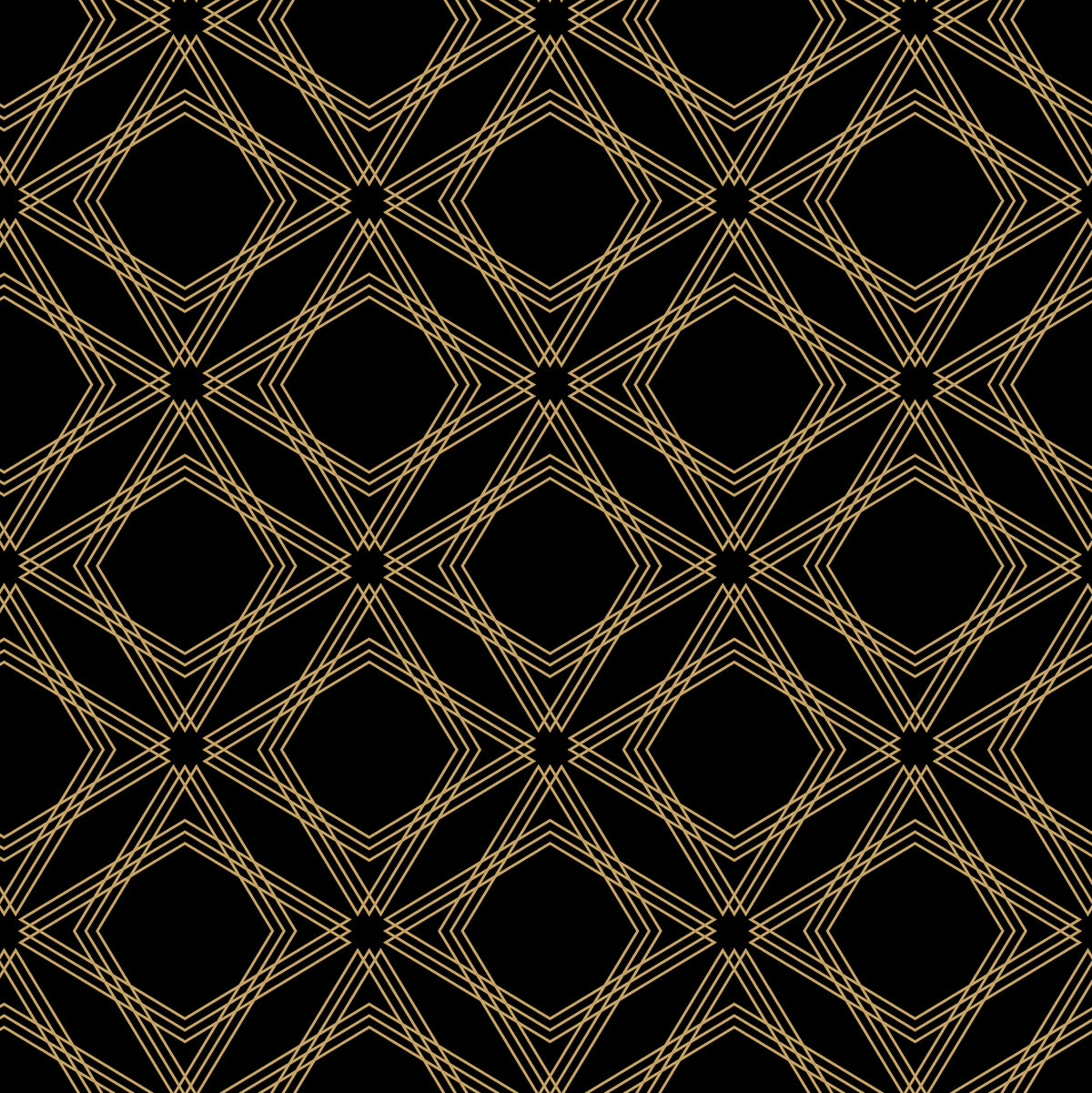Gilded Cage black and gold geometric diamond trellis wallpaper