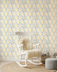 Gilded Crossing neutral geometric peel and stick wallpaper bringing warmth to a peaceful nursery