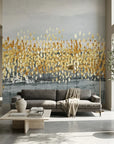 Matte gold and grey abstract botanical grass peel and stick wallpaper - Gilded Grass