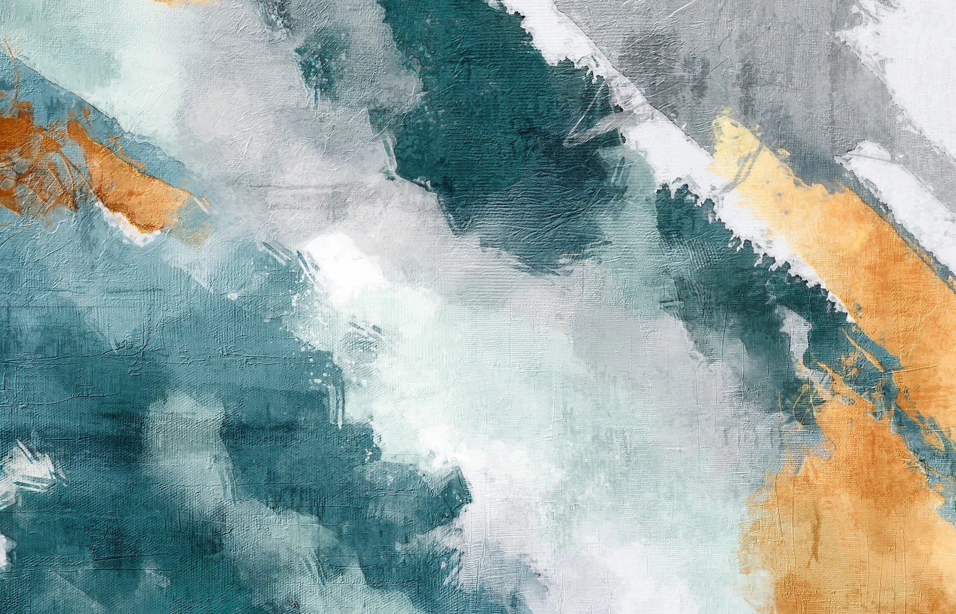 Gilded Sweep elegant teal and gold abstract wallpaper creating ambiance in a serene bathroom