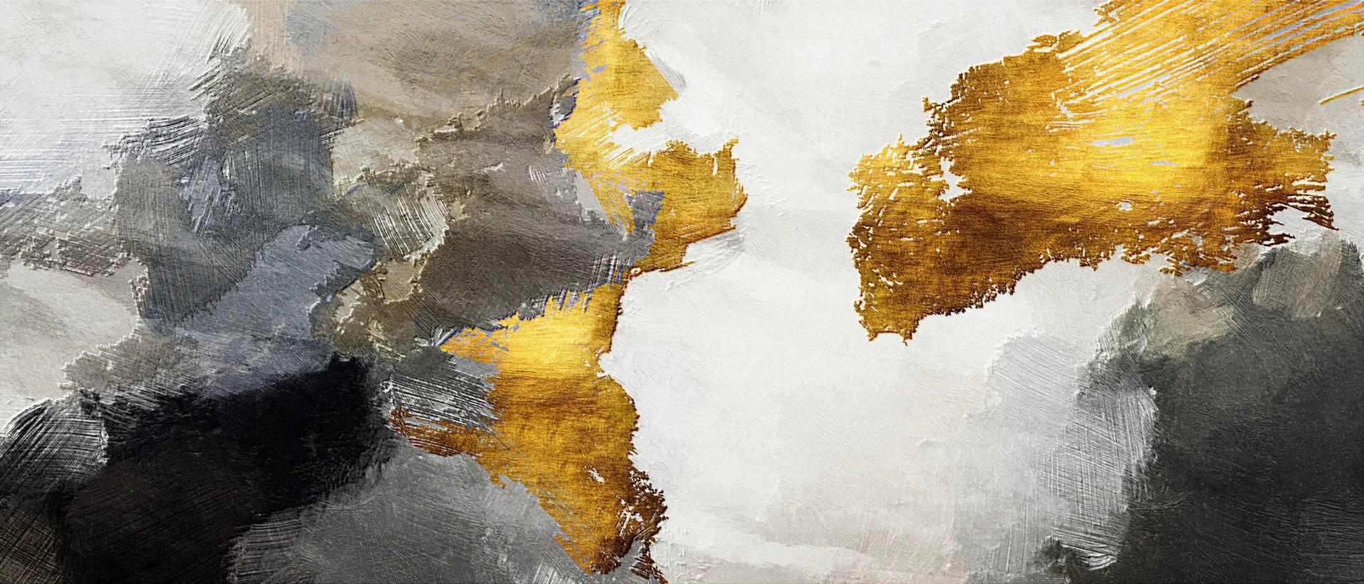 Gilded Thunder gold and charcoal abstract wallpaper creating ambiance in a serene bathroom