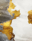 Gilded Thunder gold and charcoal abstract wallpaper creating ambiance in a serene bathroom