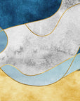 Smooth peel and stick wallpaper with navy gold marbled curves - Gilded Contour