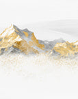 Contemporary Gold Peaks wallpaper featuring abstract mountain landscape with gold and gray watercolor tones