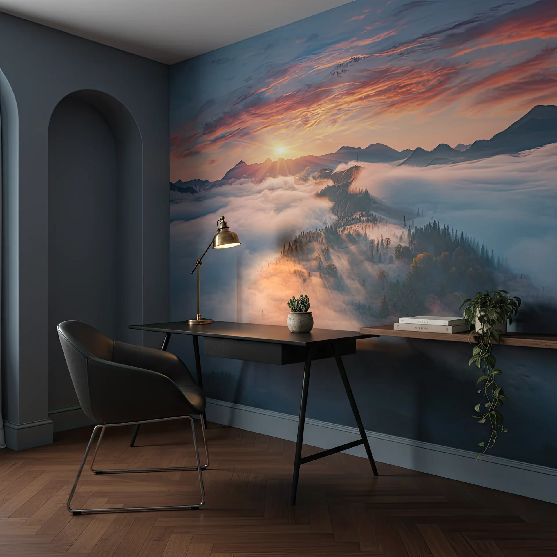 Radiant golden light framing natural portal or passage removable wall mural