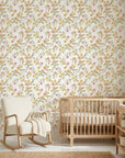 Smooth pastel yellow and pink floral peel and stick wallpaper - Golden Ramble