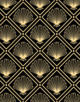 Golden Stage dramatic black and gold art deco fan wallpaper