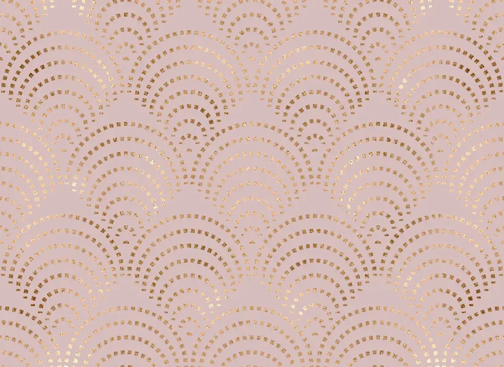 Golden Whisper blush pink and gold scallop arc wallpaper