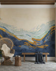 Golden Summit bold navy and gold mountain creating ambiance in a serene bathroom