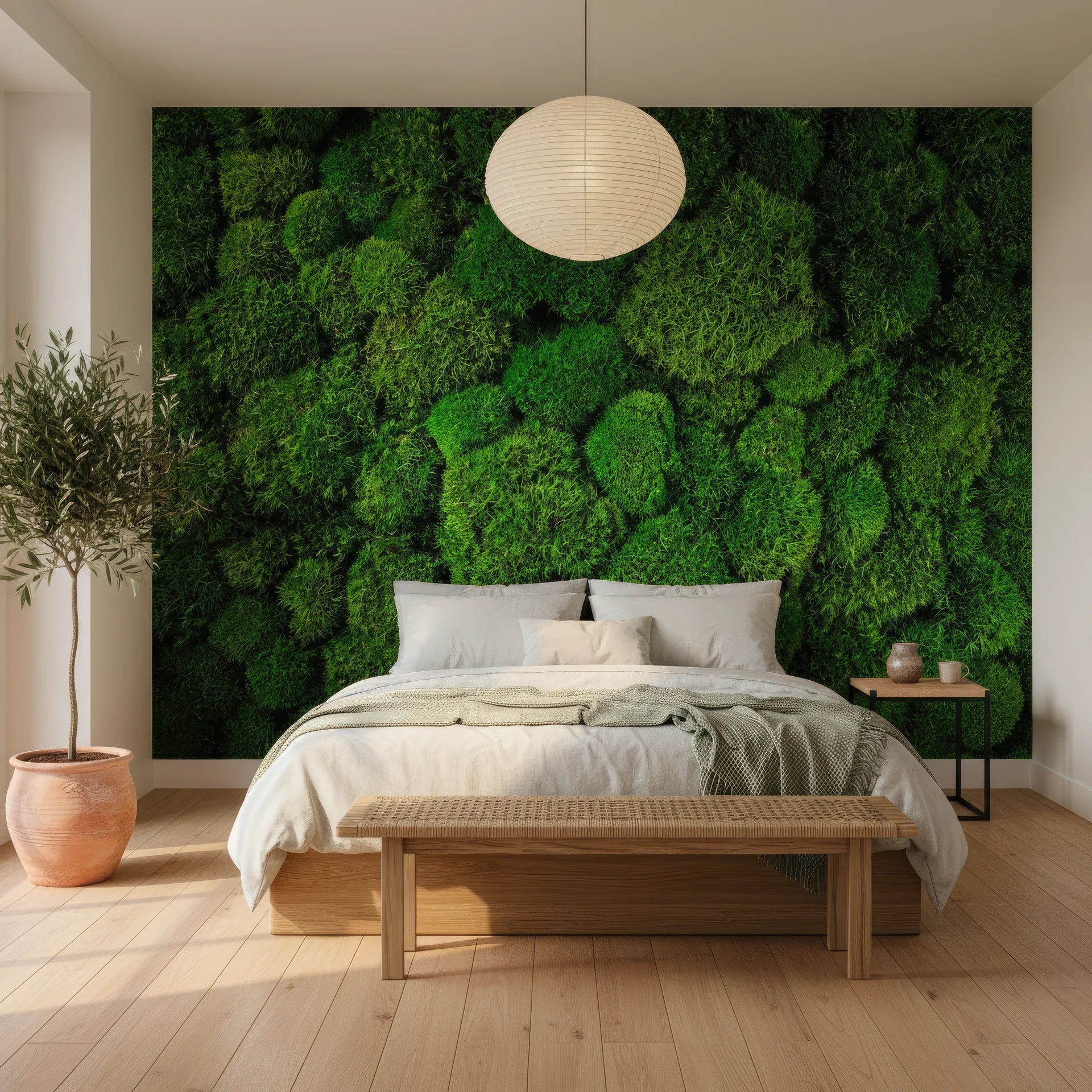 Vibrant living green landscape with breathing movement removable wallpaper