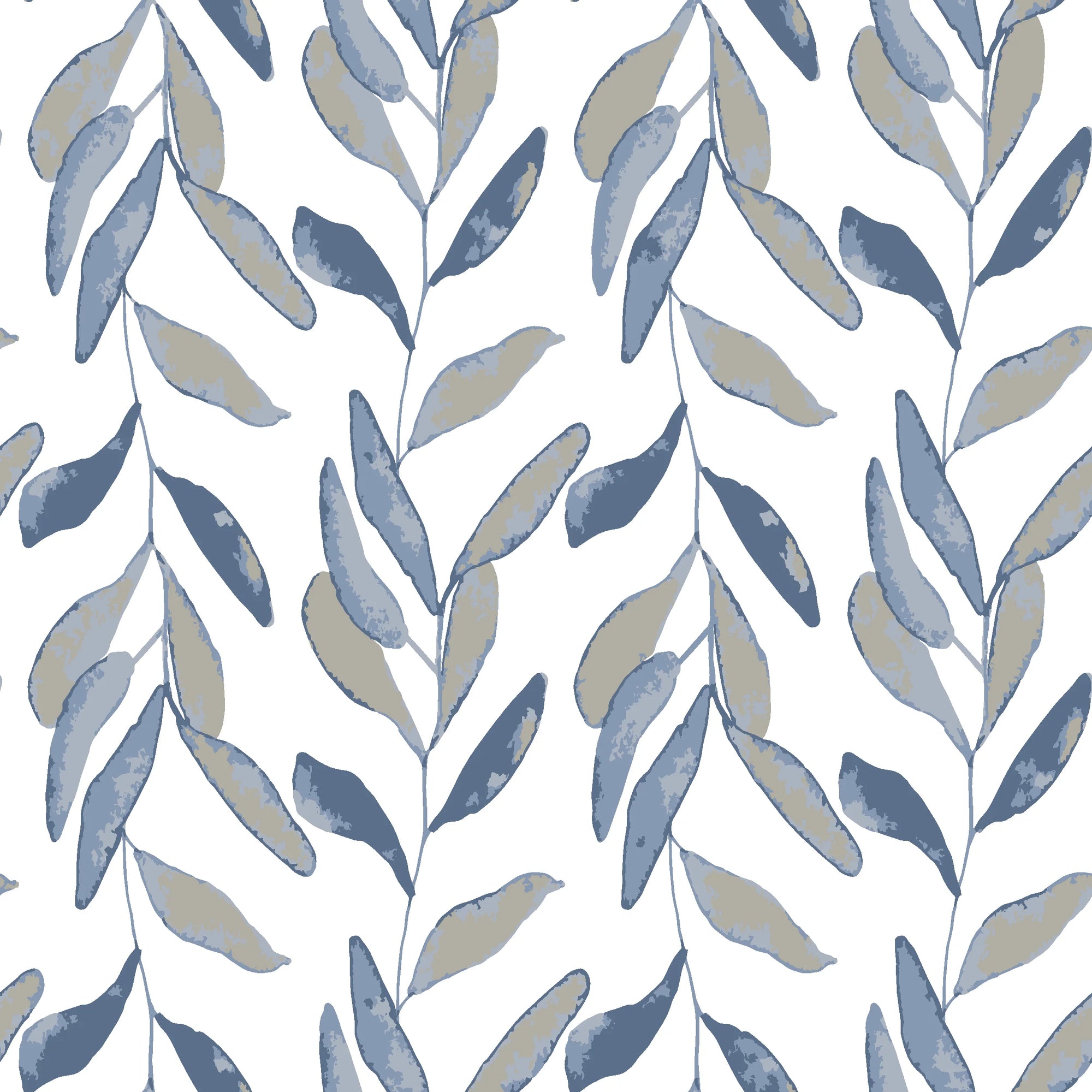 Hanging Garden blue botanical peel and stick wallpaper