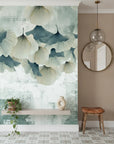 Hanging Petals elegant cream and slate botanical as a feature wall in a bright home office