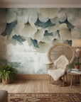 Hanging Petals elegant cream and slate botanical creating ambiance in a serene bathroom