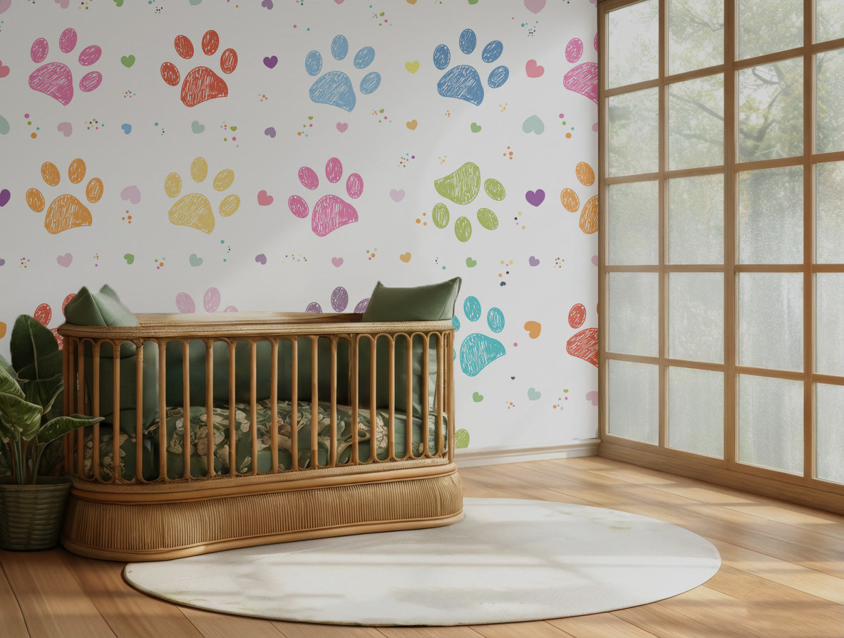 Joyful tracks design printed on decorative wallpaper