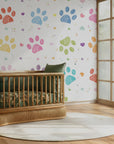 Joyful tracks design printed on decorative wallpaper