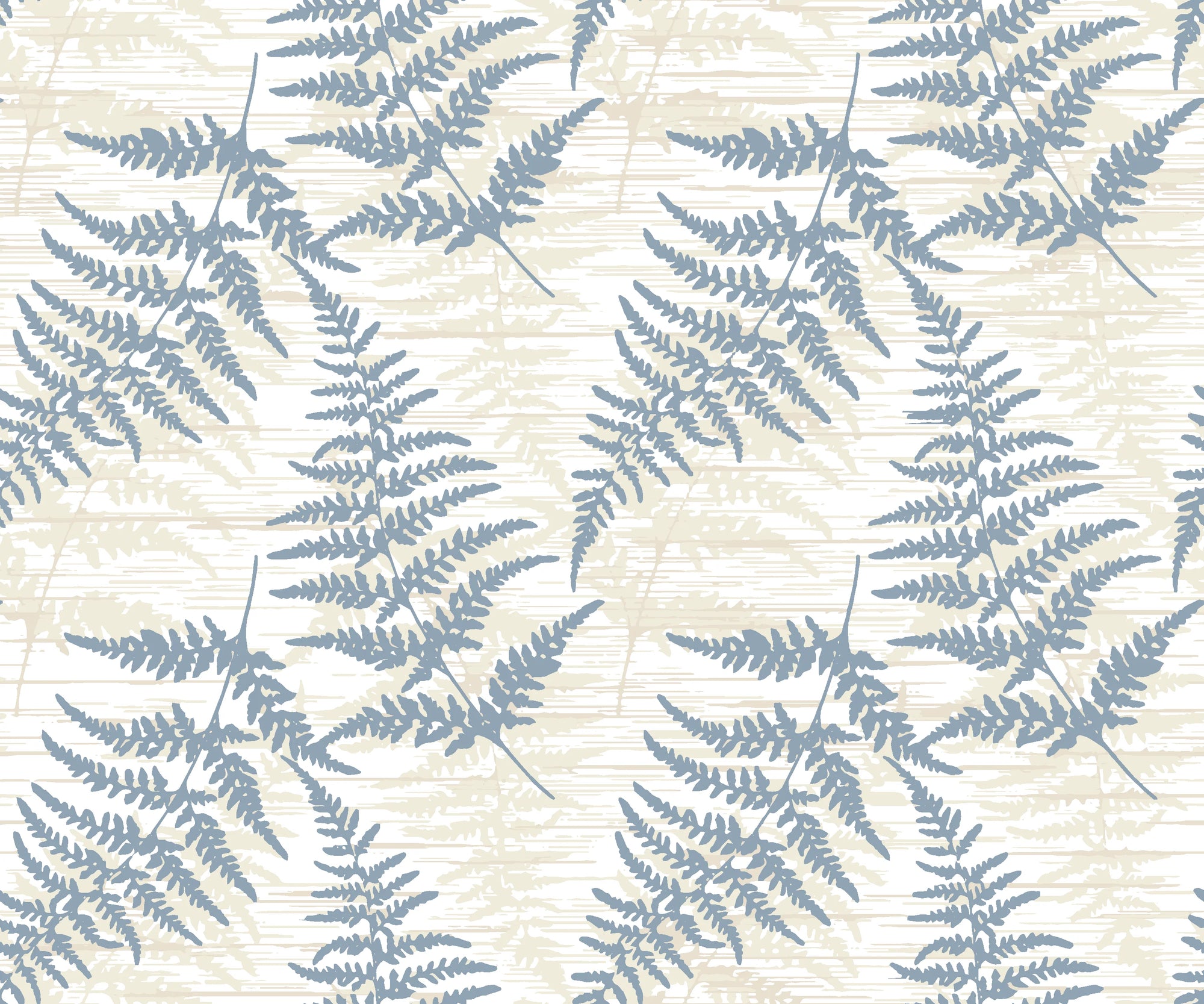 Harbor Fern blue botanical peel and stick wallpaper
