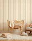 Harvest Stripe rustic orange stripe wallpaper bringing warmth to a peaceful nursery