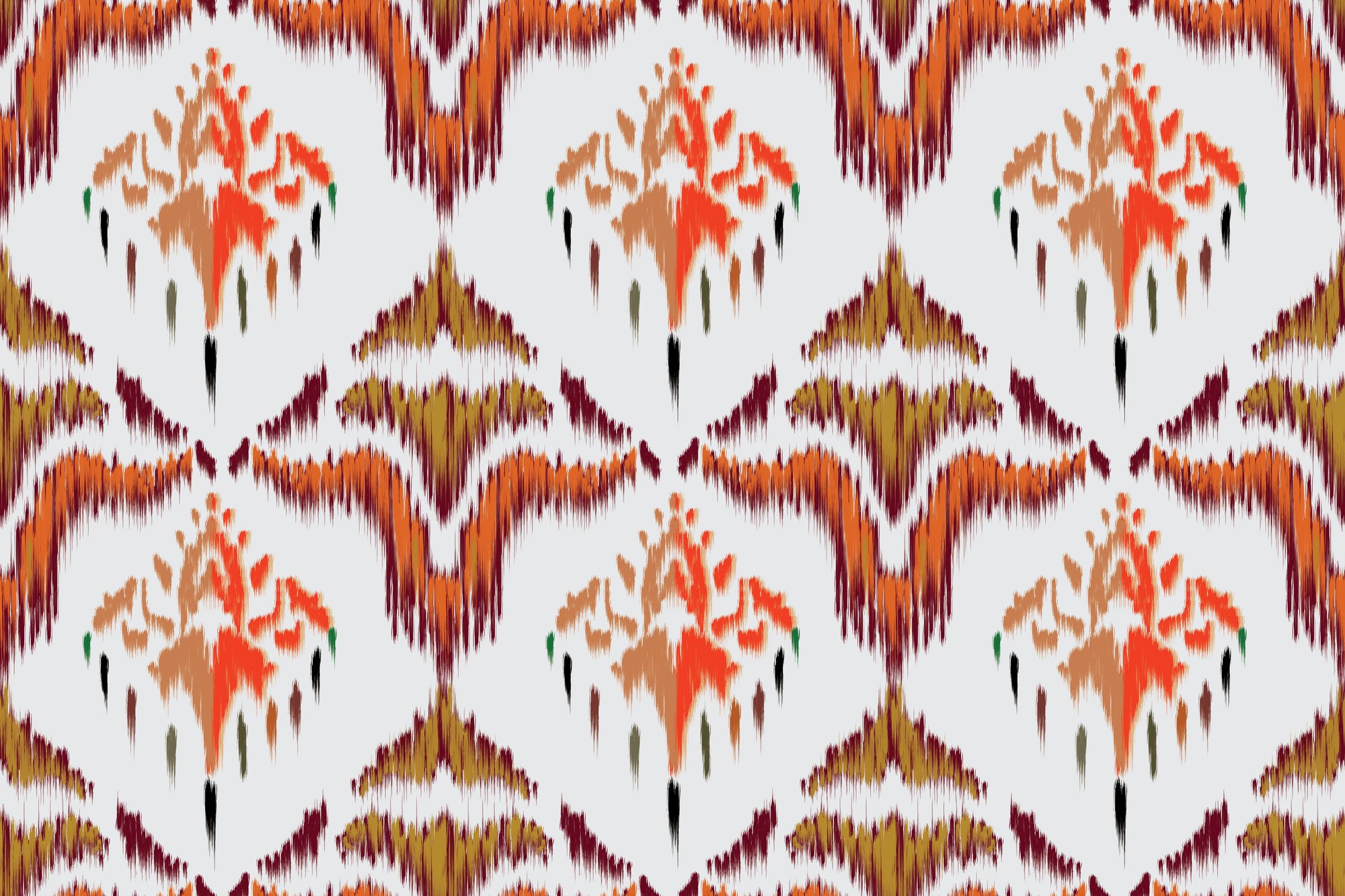 Textured peel and stick wallpaper with amber ikat medallions - Harvest Glow Ikat