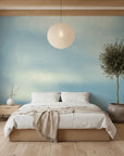 Hazy Plaster serene blue and white abstract in a warm and inviting living room