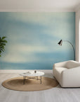 Hazy Plaster serene blue and white abstract adding character to a cozy bedroom