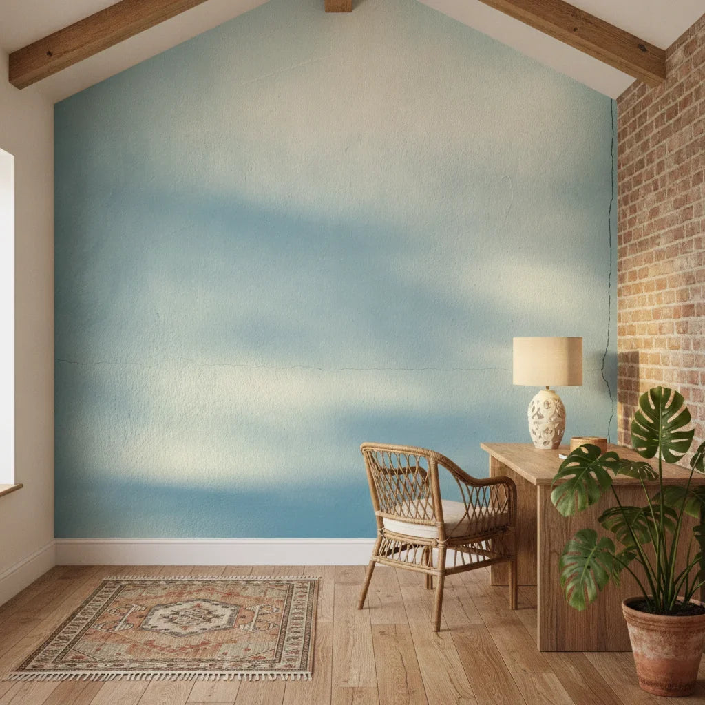 Hazy Plaster serene blue and white abstract creating ambiance in a serene bathroom