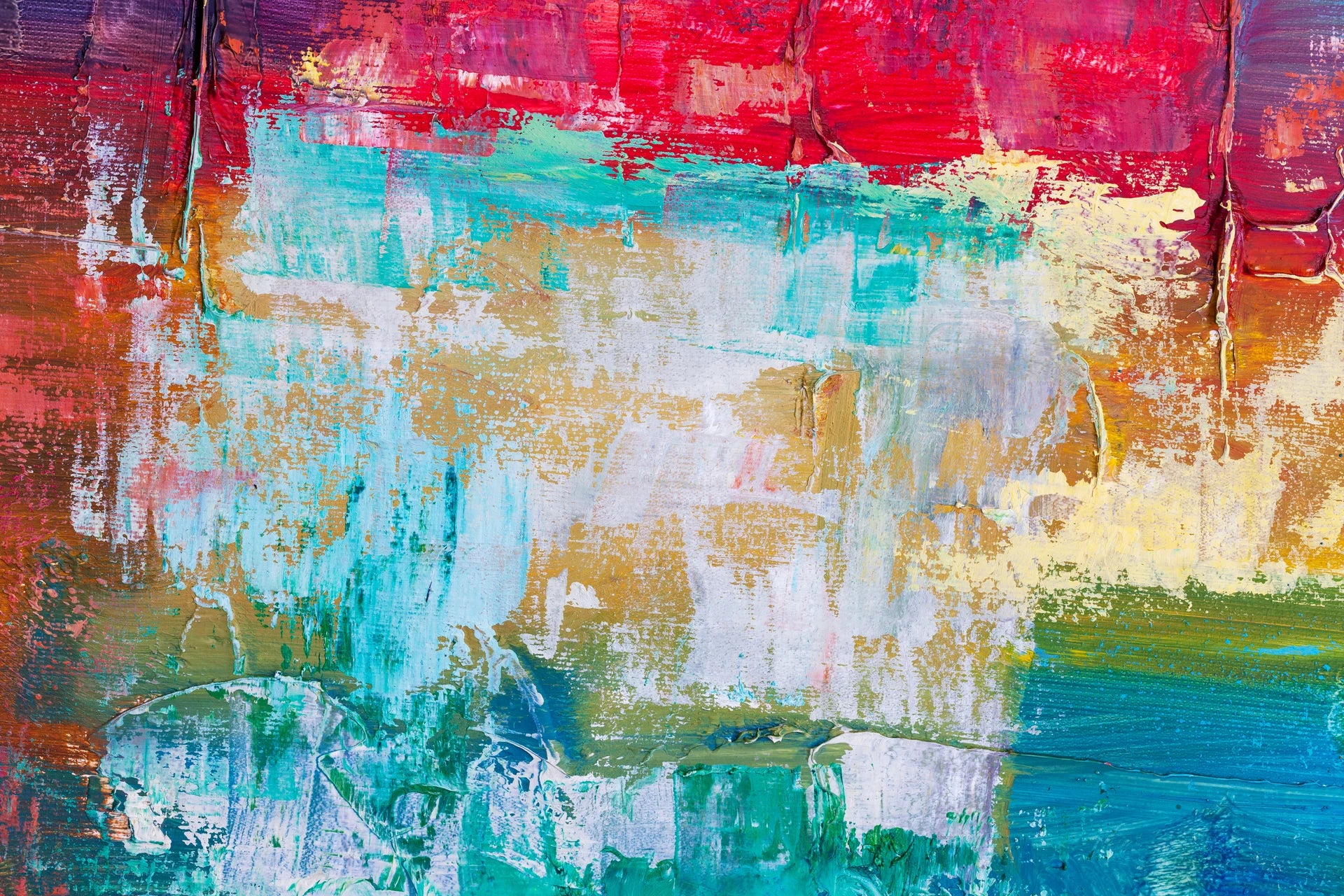 Heat & Tide vibrant red and teal abstract wallpaper creating ambiance in a serene bathroom
